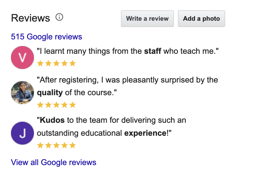 TRYDO School Google reviews